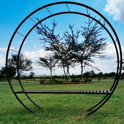 Steel ound arch with bench